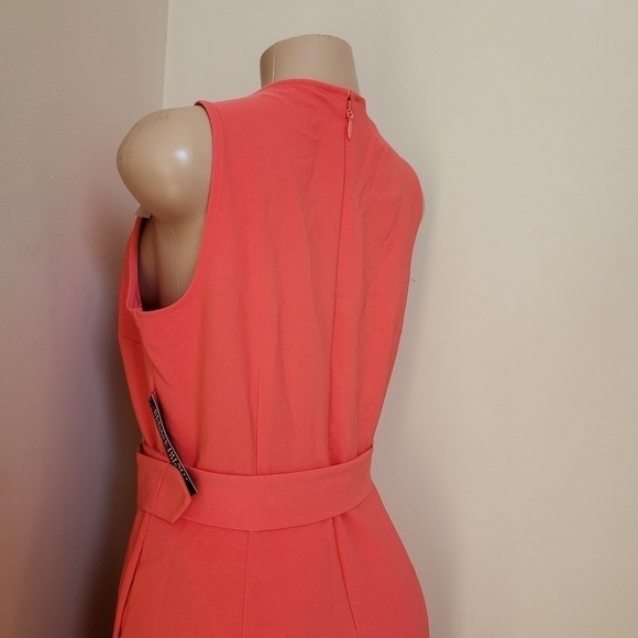 NEW YORK & CO. Peach Sleeveless Open Front Belted Dress - Picture 8 of 12